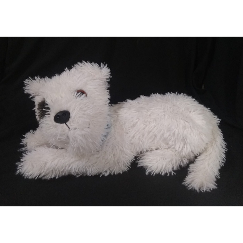 Scruffies Plush‎ Puppy Dog White Laying Barks Wags Whimpers Tail Plush 10" READ